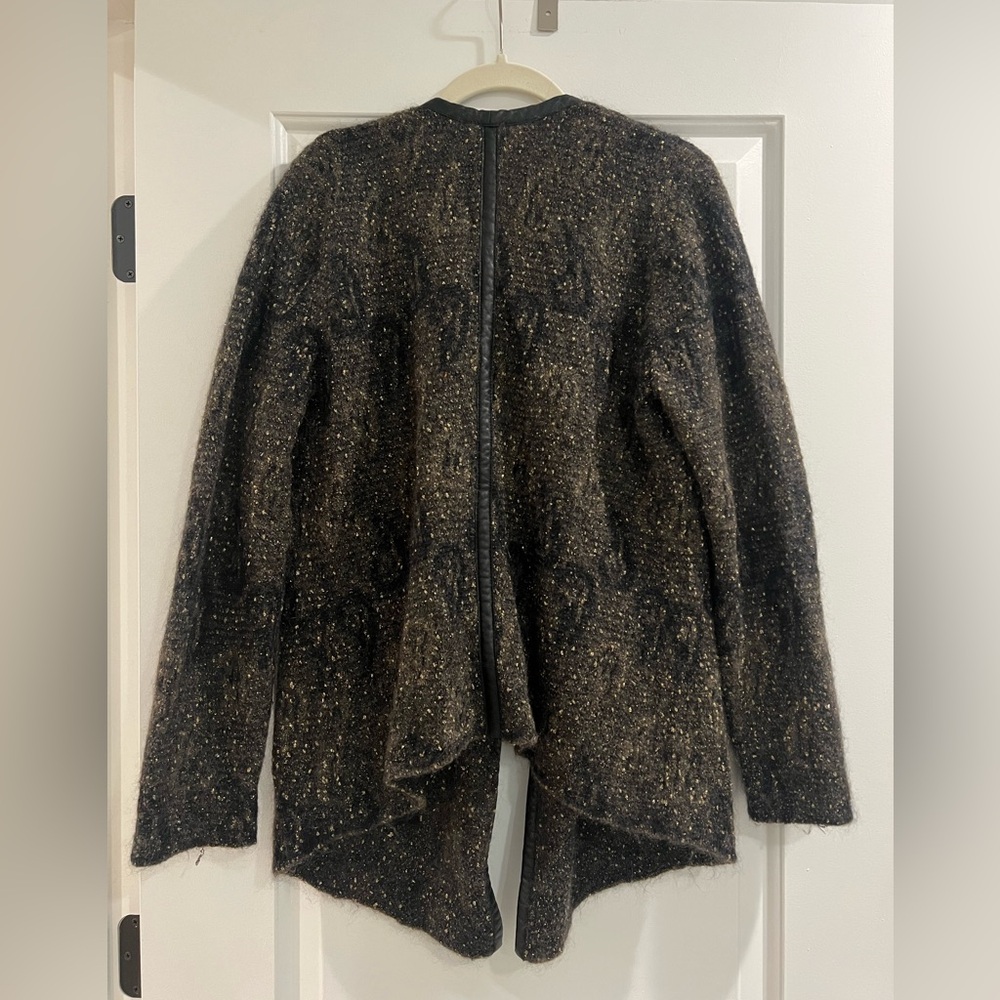 Eileen Fisher Leather Mohair cardigan jacket - size medium - Picture 6 of 9
